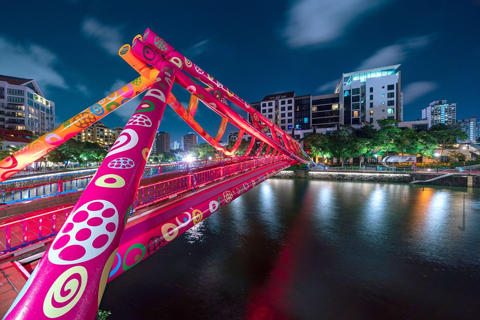 Robertson Quay riverside at night in Singapore